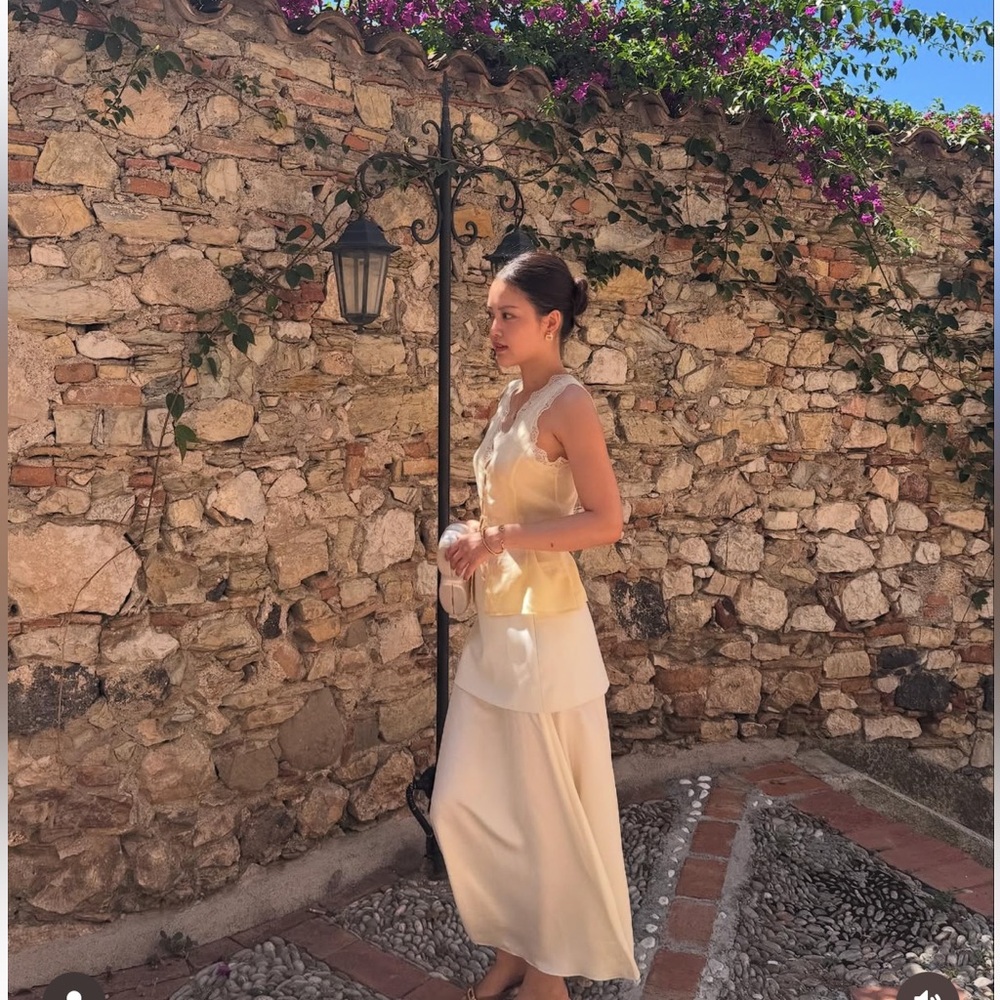 NWT PAIGE Ancona Lace Trim Silk Tank S (Michelle Choi)